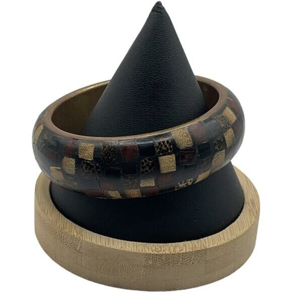 Mosaic Checkerboard Bangle Bracelet Handcrafted - Picture 4 of 4